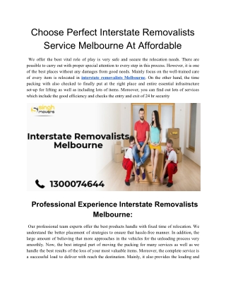 Interstate Removalists Melbourne