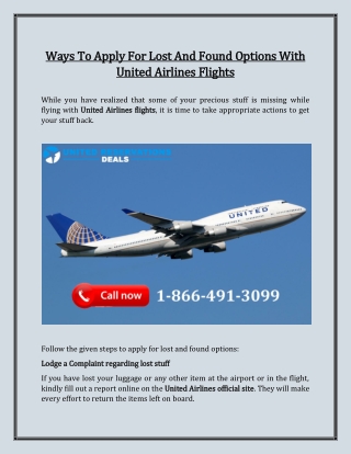 Ways To Apply For Lost And Found Options With United Airlines Flights