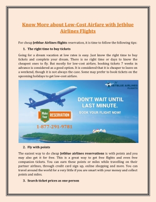 Know More about Low-Cost Airfare with Jetblue Airlines Flights