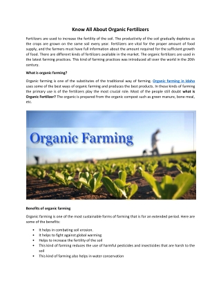 Know All About Organic Fertilizers