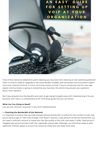 Easy Guide for Setting Up VoIP At Your Organization