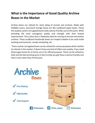 What is the Importance of Good Quality Archive Boxes in the Market
