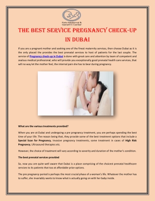 The Best Service Pregnancy Check-Up in Dubai