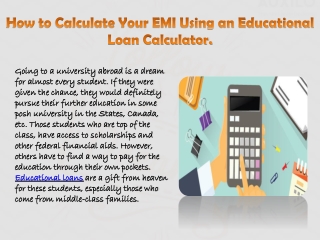 How to Calculate Your EMI Using an Educational Loan Calculator.