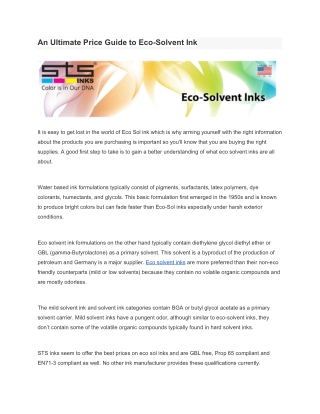 An Ultimate Price Guide to Eco-Solvent Ink