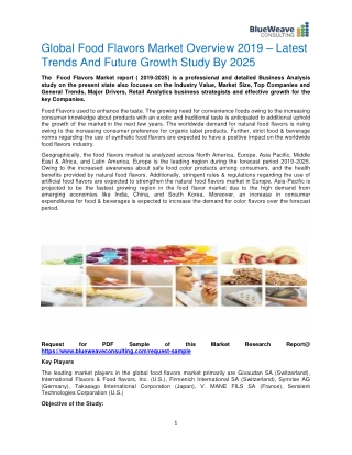Global Food Flavors Market Overview 2019 – Latest Trends And Future Growth Study By 2025