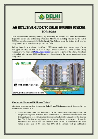 An Inclusive Guide to Delhi Housing Scheme For 2022