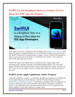 SwiftUI is the Brightest Star in a Galaxy of New Ideas for iOS App Developers