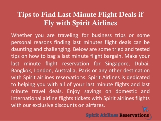 Tips to Find Last Minute Flight Deals if Fly with Spirit Airlines