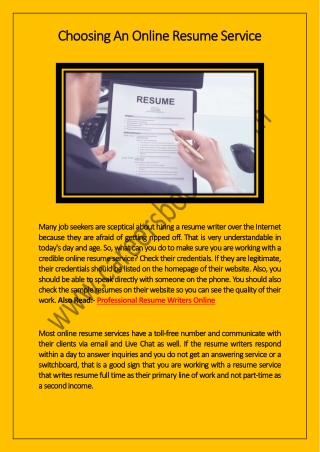 Choosing An Online Resume Service