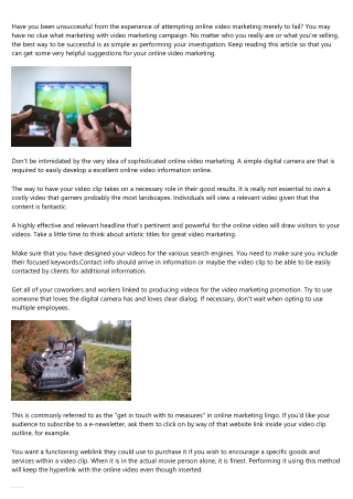 Generate Better Advertising and marketing Jobs By way of Online Video Marketing