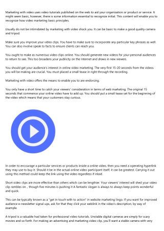 Online Video Marketing Methods And Tips That Really Job