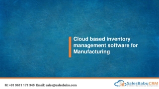 Cloud based inventory management software for Manufacturing
