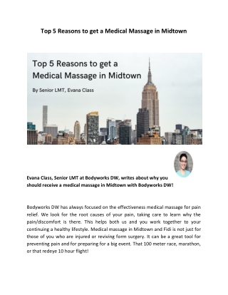 Top 5 Reasons to get a Medical Massage in Midtown