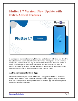 Flutter 1.7 Version: New Update with Extra-Added Features