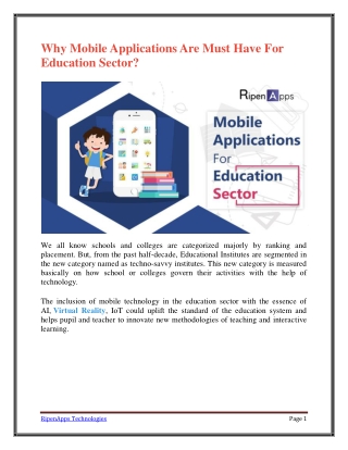 Why Mobile Applications Are Must Have For Education Sector?