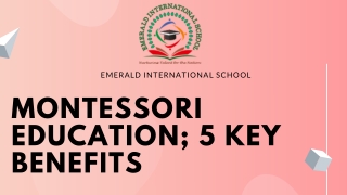 Montessori education 5 key benefit reveled