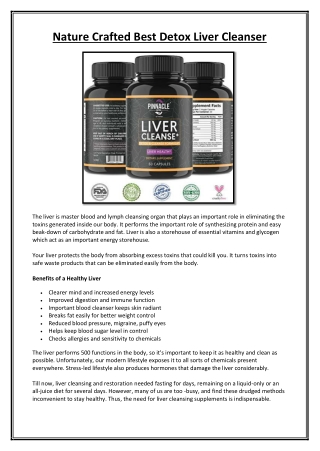 Nature Crafted Best Detox Liver Cleanser