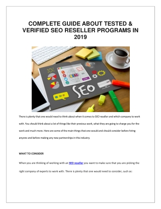 COMPLETE GUIDE ABOUT TESTED & VERIFIED SEO RESELLER PROGRAMS IN 2019