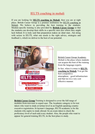 ielts coaching in mohali