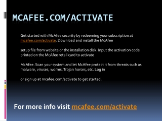 McAfee.com/Activate - Activate & Install Mcafee