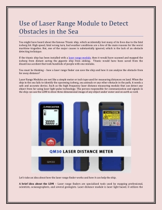 Use of Laser Range Module to Detect Obstacles in the Sea