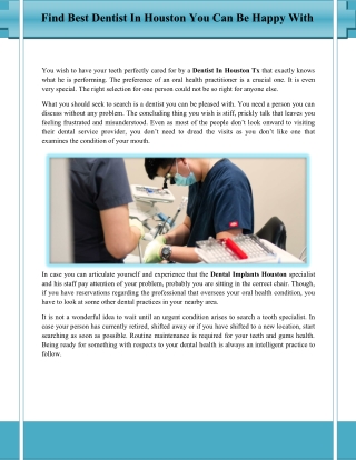 Find Best Dentist In Houston You Can Be Happy With