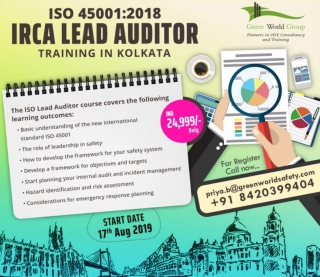 Join ISO 45001:2018 IRCA Lead Auditor Course Training in Kolkata