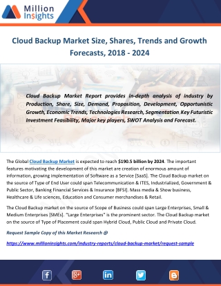 Cloud Backup Market Size, Shares, Trends and Growth Forecasts, 2018 - 2024