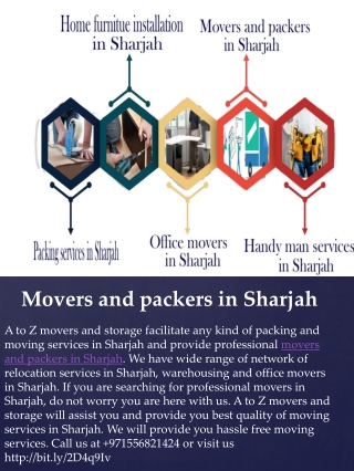 Movers and packers in Sharjah | A to Z movers U.A.E
