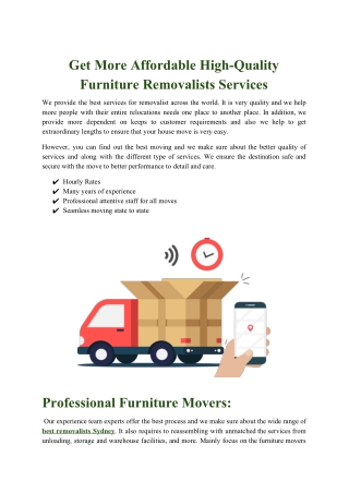 Interstate Removalists Sydney