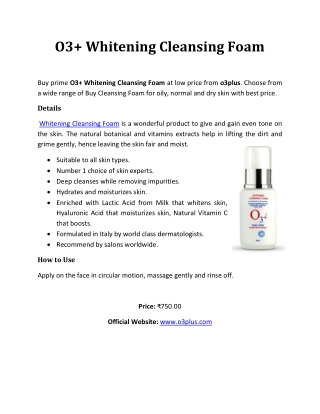 O3 Whitening Cleansing Foam