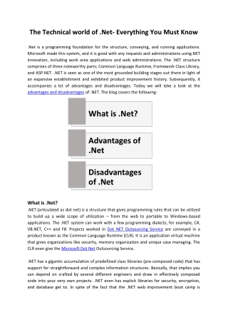 The Technical world of .Net- Everything you Must Know