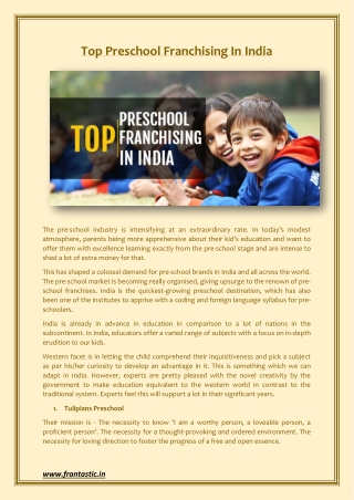 Top Preschool Franchising In India