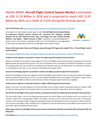 At a CAGR 3.52% | Aircraft Flight Control System Market | Projected to attain a size of $13.67 Billion by 2023