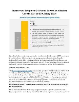 Fluoroscopy Equipment Market to Expand at a Healthy Growth Rate in the Coming Years