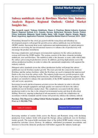 Worldwide Subsea umbilicals riser & flowlines Market forecasts on regional growth, industry players and more