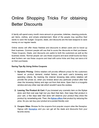 Online Shopping Tricks For obtaining Better Discounts