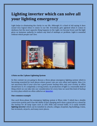 Lighting inverter which can solve all your lighting emergency