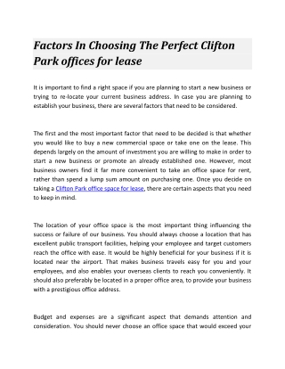 Factors In Choosing The Perfect Clifton Park offices for lease
