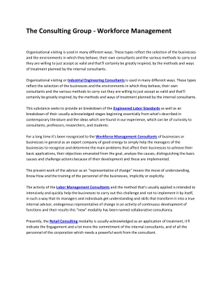 The Consulting Group - Workforce Management