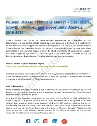 Wilson’s Disease Treatment Market Increased International Trade Opening New Opportunities