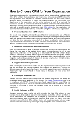 How To Choose CRM For Your Organization
