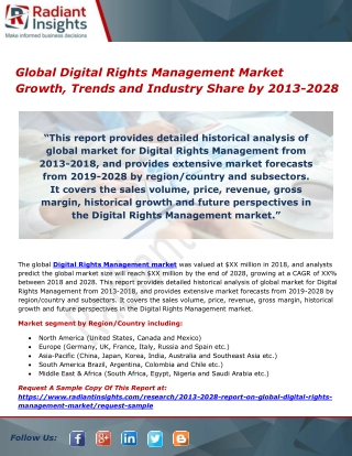 Global Digital Rights Management Market Growth, Trends and Industry Share by 2013-2028