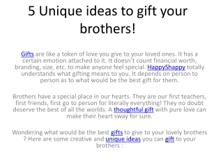 5 Unique ideas to gift your brothers