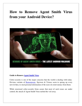 How to Remove Agent Smith Virus from your Android Device?