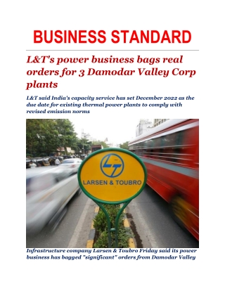 L&T's power business bags real orders for 3 Damodar Valley Corp plants