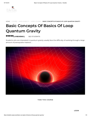 Basic Concepts Of Basics Of Loop Quantum Gravity - Edukite