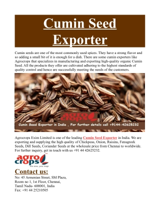 Cumin Seed Exporter