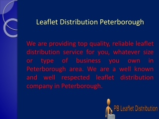 Leaflet Distribution Peterborough